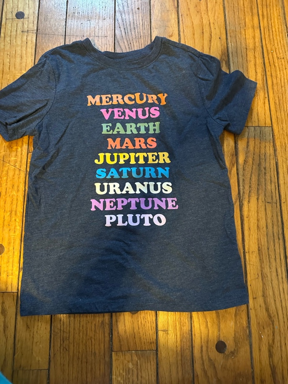 Cat & Jack Dark Gray Kids Planet Names Tee with Colorful Letters